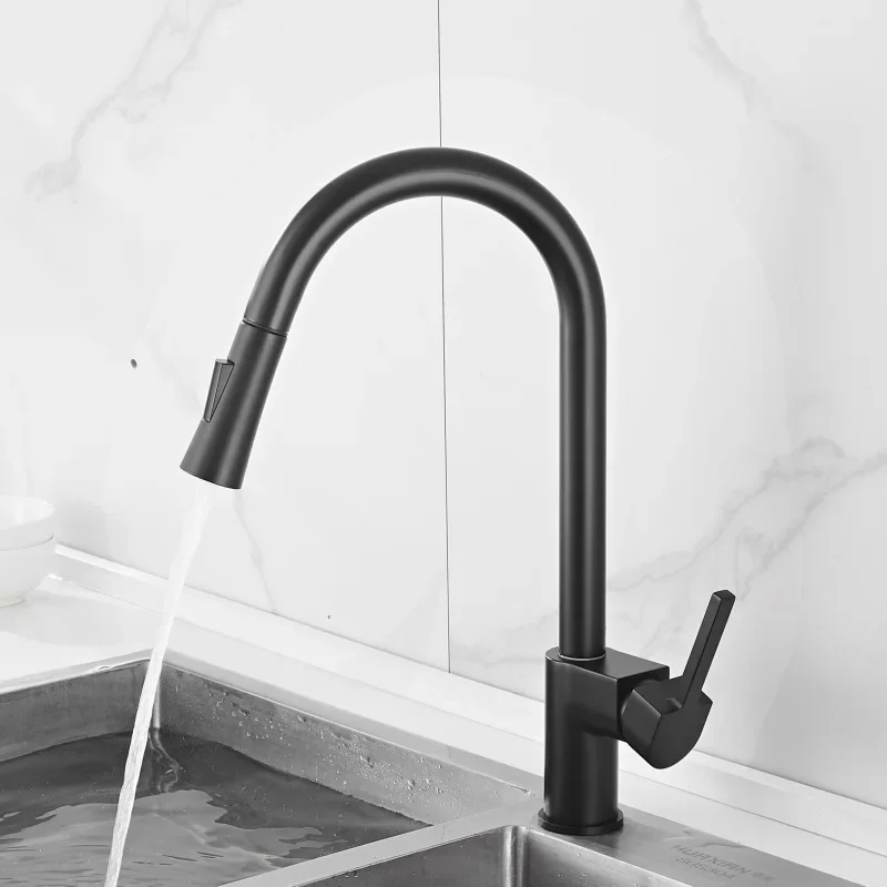 

Black Kitchen Faucet Brass Pull Out Kitchen Tap Single Hole Rotating Pull Out Sink Water Mixer Tap Mixer Tap