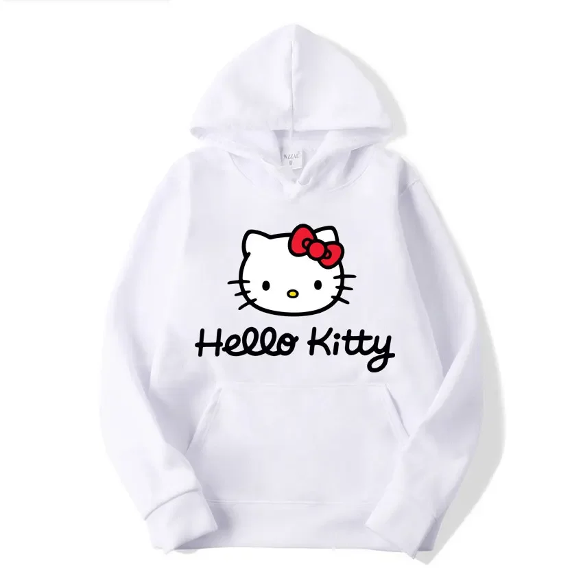 2024 Sanrio Fashion Women Hoodie Hello Kitty Cartoon Anime Men Sweatshirt Spring Autumn Pink Kawaii Woman Oversized Pullover