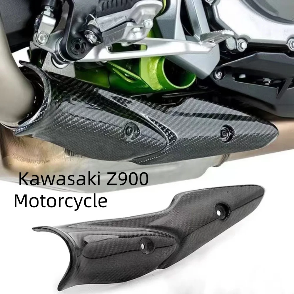 For Kawasaki Z900 Motorcycle Exhaust System Middle Link Pipe Carbon Fiber Heat Shield Cover Guard Anti-Scalding Shell