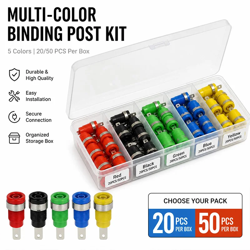 Multi-Color Binding Post Kit 20/50Pcs 5 Colors 4MM Banana Plug Socket Connector for Audio Speaker Amplifier Terminal Block DIY