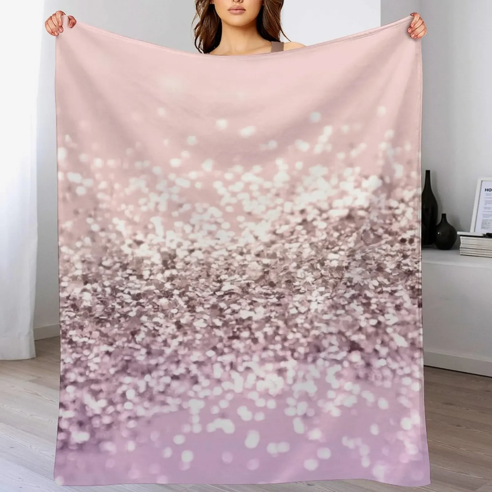 Sparkling BLUSH Glitter #1 (Faux Glitter) #shiny #decor #art Throw Blanket Warm Flannel Blanket for Couch Chair Bedroom