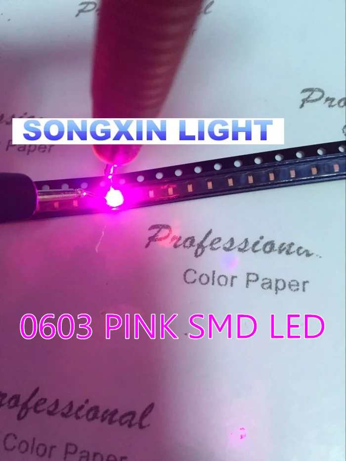 XIASONGXIN LIGHT 100 sztuk SMD/SMT Super jasny montaż powierzchniowy 0603 1608 dioda elektroluminescencyjna dioda LED dioda LED 0603 różowa dioda LED SMD