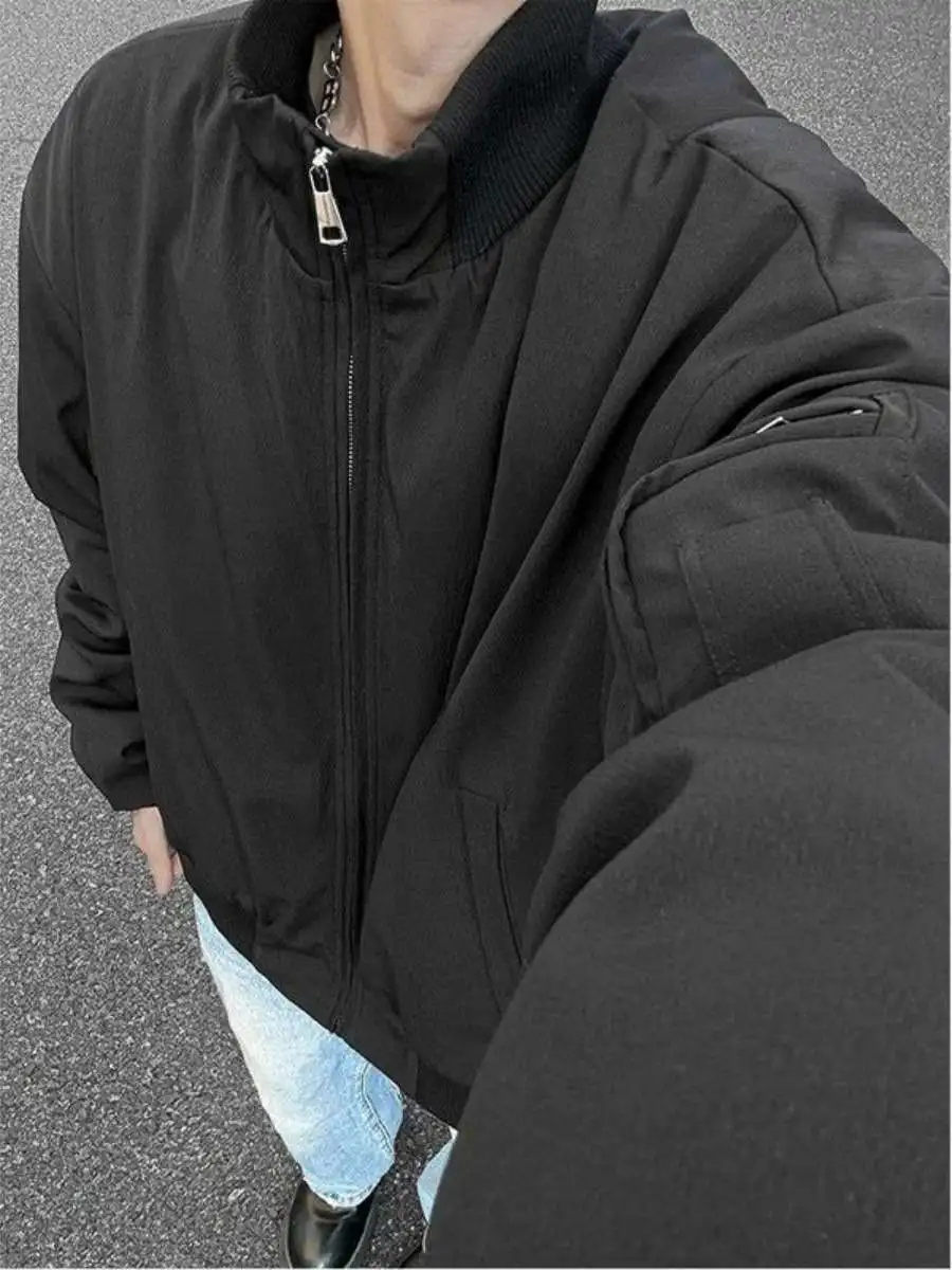 

American Sle Men's Flight Jaet ort Baseball orm Bomber ape Stand Collar Outerwear Polyester Fiber Loose Fit