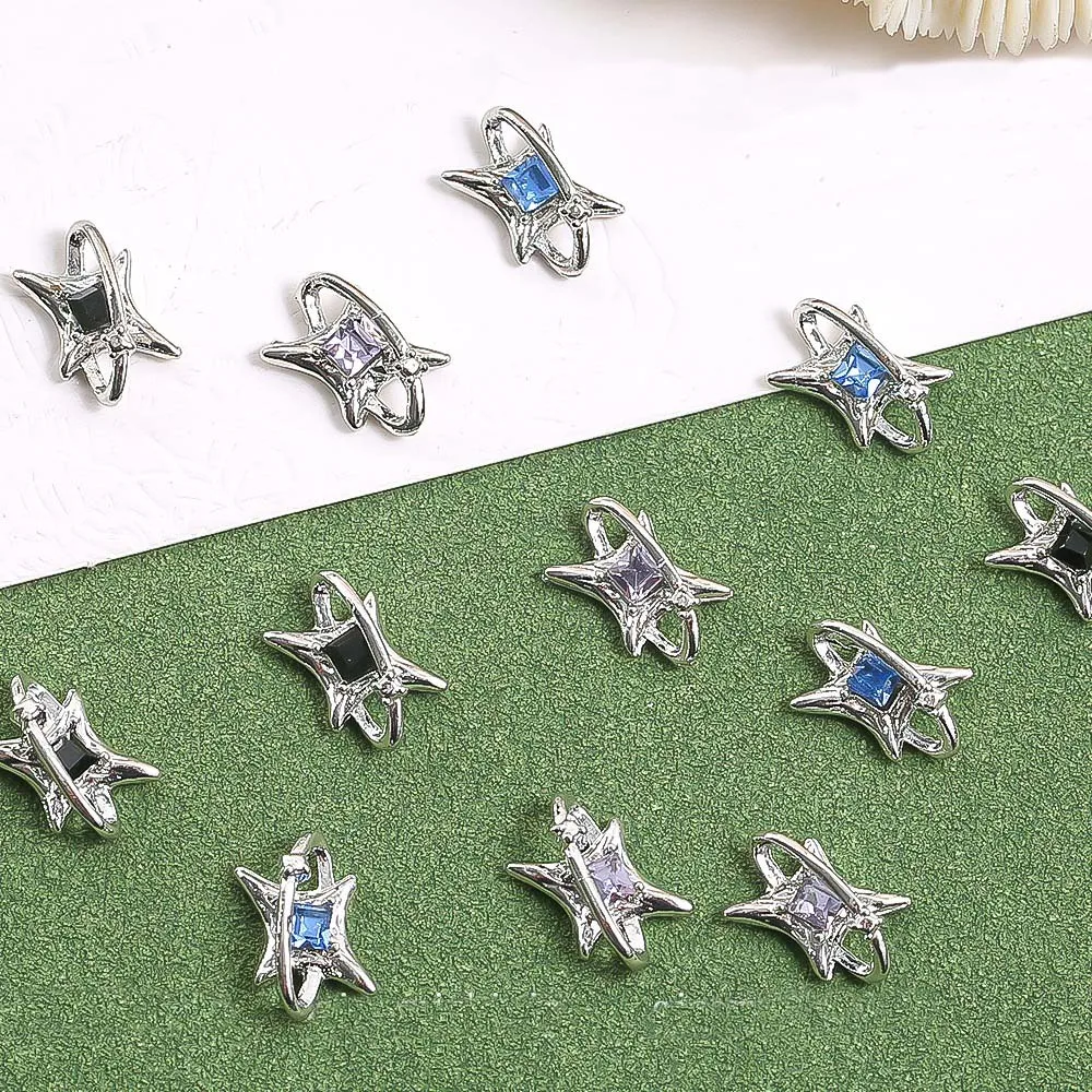 10pcs Alloy Surround Star Nail Art Charm 3D Punk Heart Star Asterism Starlight Nail Decor Parts DIY Luxury Nail Accessories