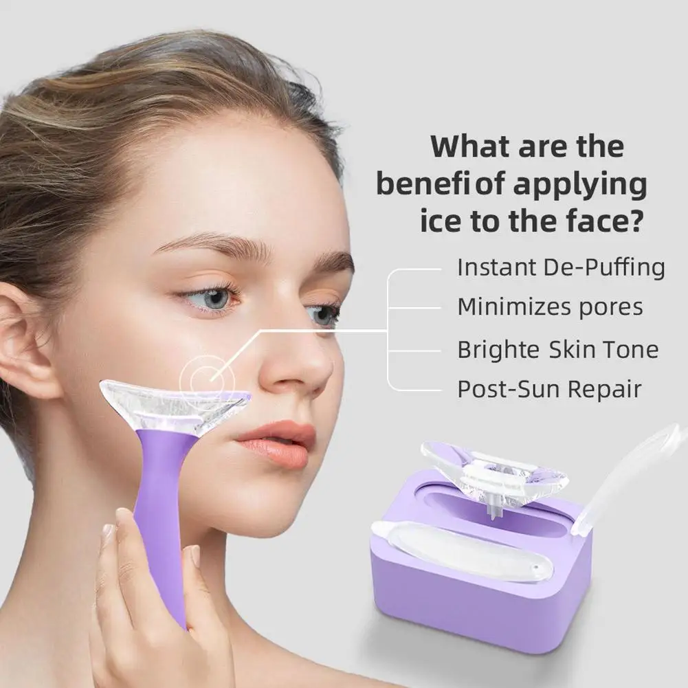 Massaggiatore facciale Rullo di ghiaccio bianco/viola Strumento per la cura della pelle Rullo di ghiaccio in silicone per il viso per occhi Routine per la cura della pelle delle donne