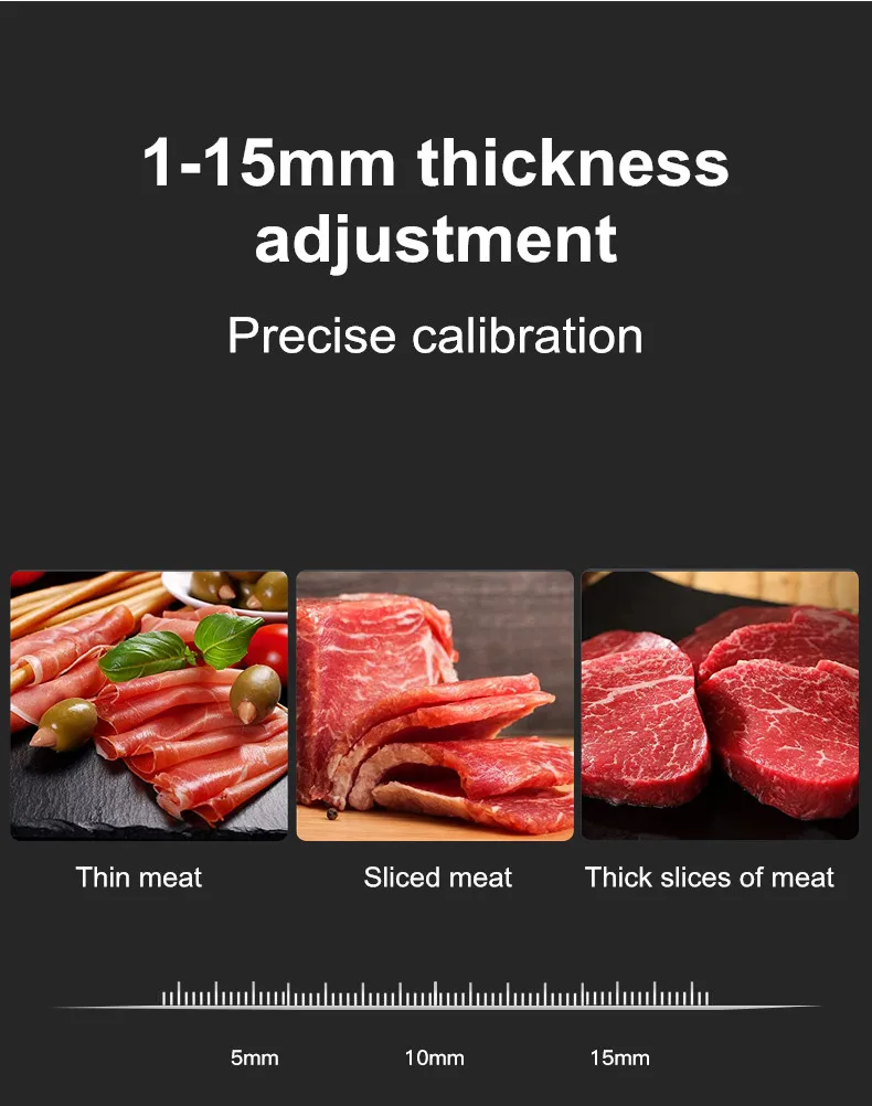 220V Elektrische Lebensmittel Slicer Fleisch Lebensmittel Haushalt Desktop Fleisch Slicer Lamm und Rindfleisch Slicer 0-22mm Brot schinken Fleisch Schneiden Maschine – Detail 6