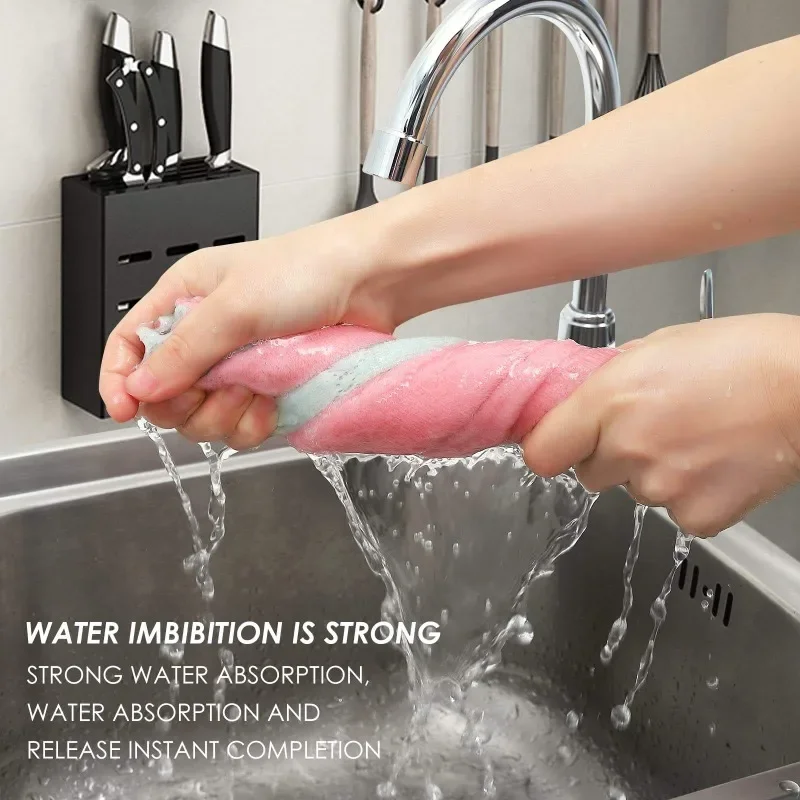Double-layer Kitchen Cleaning Cloths Microfiber Super Absorbent Non-stick Oil Towel Rags Clean Washing Dishcloths Scouring Pads