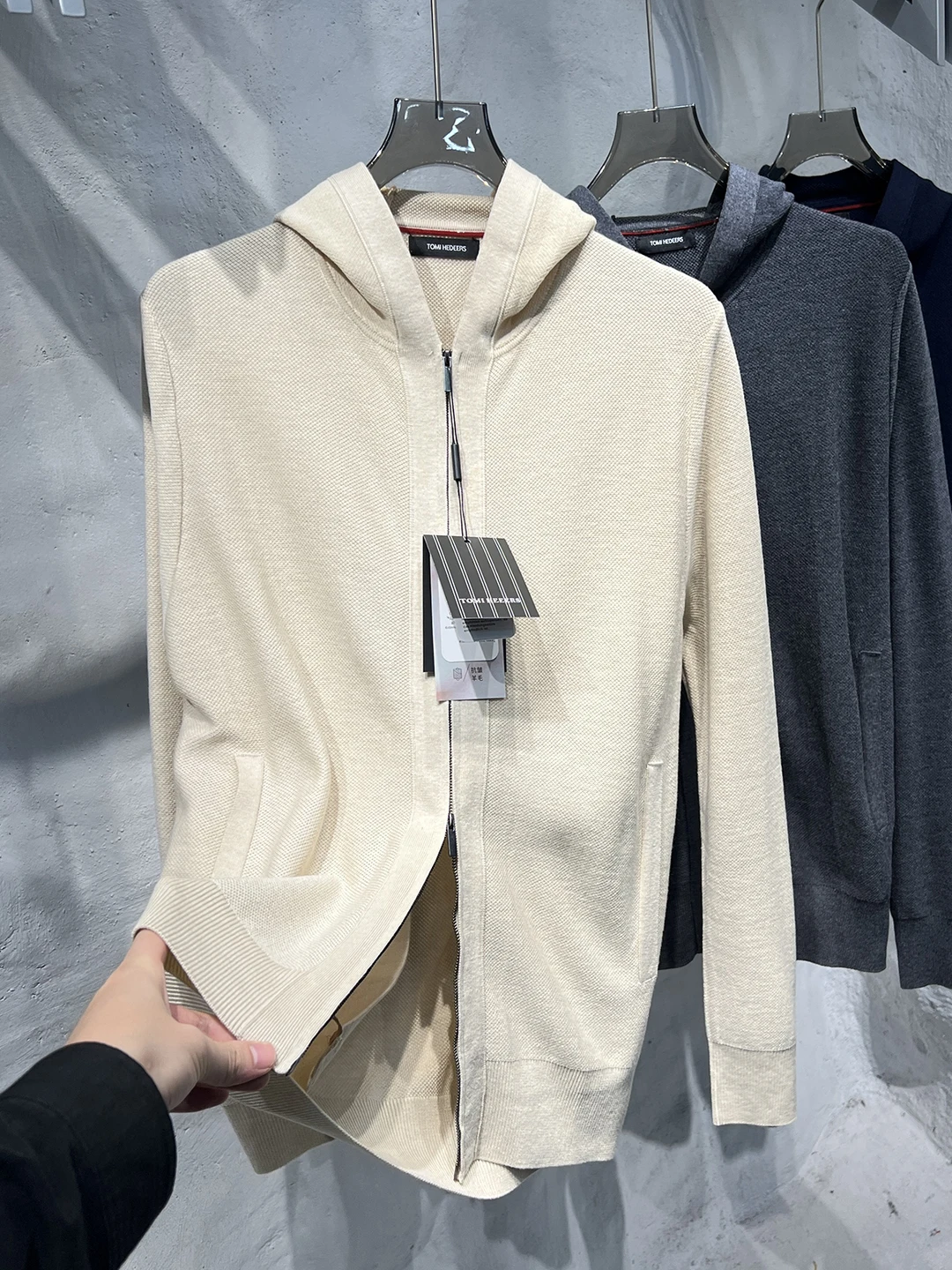 الرجال مريحة للتنفس الصوف الحرير مزيج مقنعين سترة مفتوحة معطف العصرية الخريف الشتاء وصول جديد ألياف البوليستر