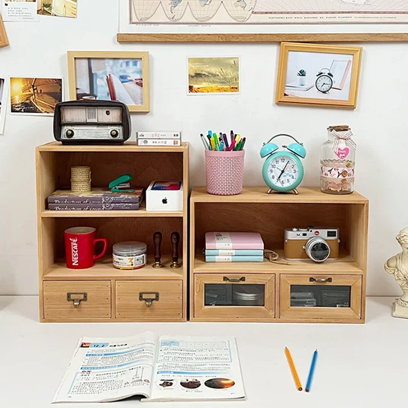 Sophisticated Solid Wood Partition Storage Box, Desk Stationery Sundries Organizer, Perfect for Home Office Use