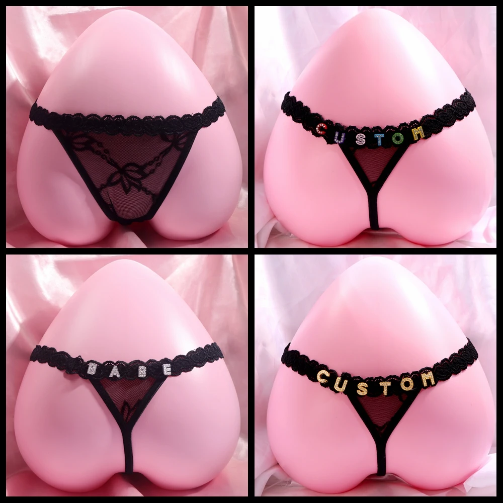 Personality Cute Sexy Custom Name Letter Women Lace Panties G String Briefs Mesh Thong Erotic Underwear Low Waist Intimates Gift