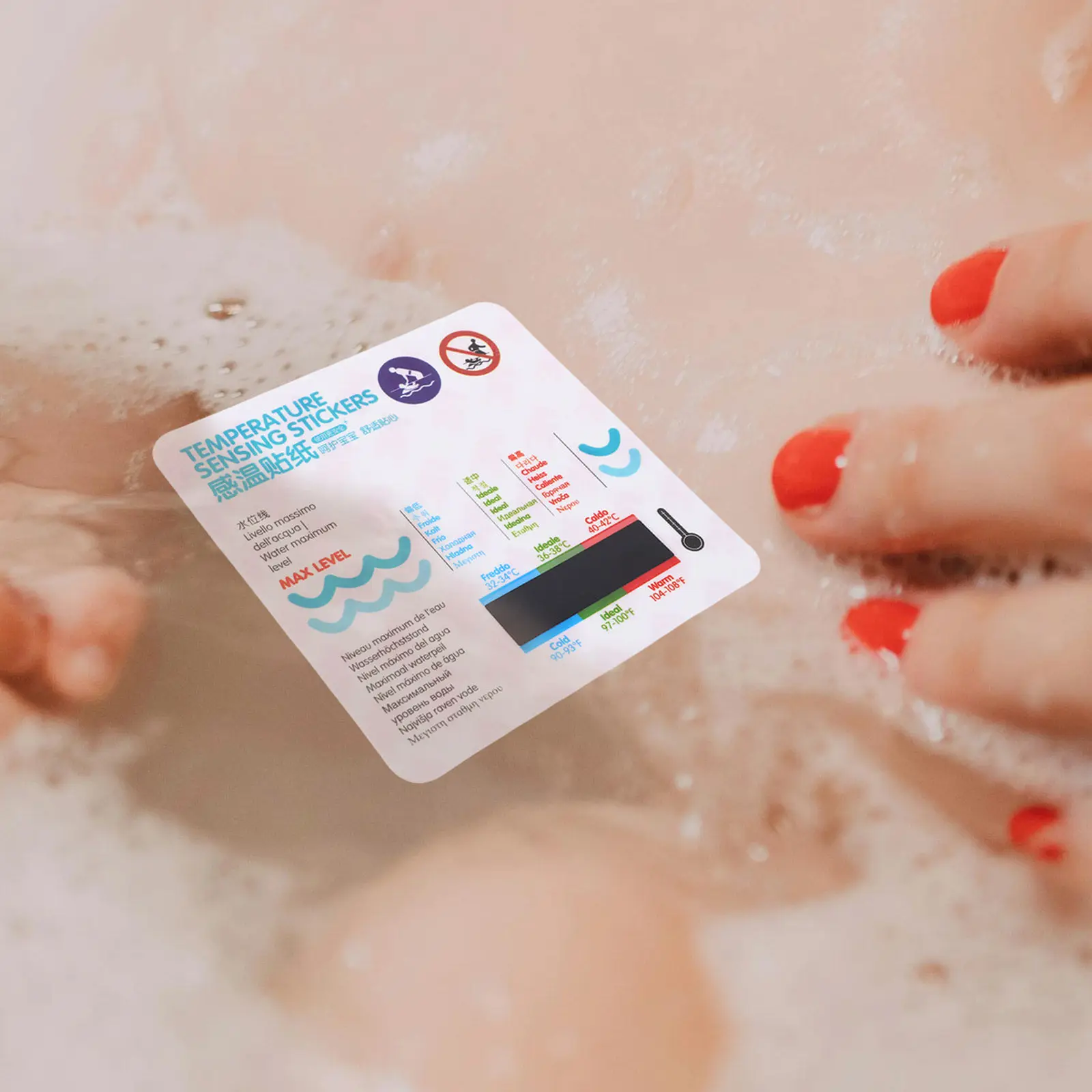 

5Pcs Baby Bath Water Thermometer Sticker LCD Display Waterproof Reusable Adhesive Temperature Monitor for Bathtub Aquarium Use
