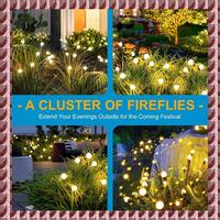 Firefly Ground Lamp Upgraded 8LED Firefly Lights Solar Outdoor Waterproof, Swaying Lights Decoration, Warm White 2PCS