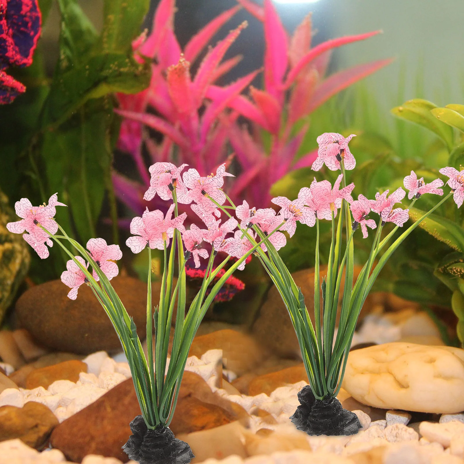 2 Pcs Desktop Decorations Aquatic Plant Fish Tank Baby Plants Silk Aquarium Plastic