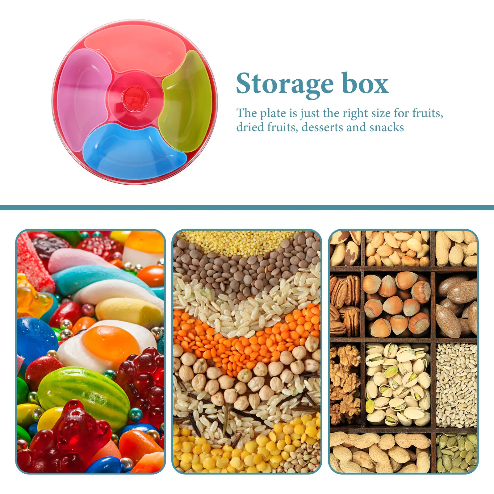 

Creative Multi Grid Nut Box Lid Snack Plate Fruit Storage Compact Plastic Dry Dessert Serving Kitchen Bar