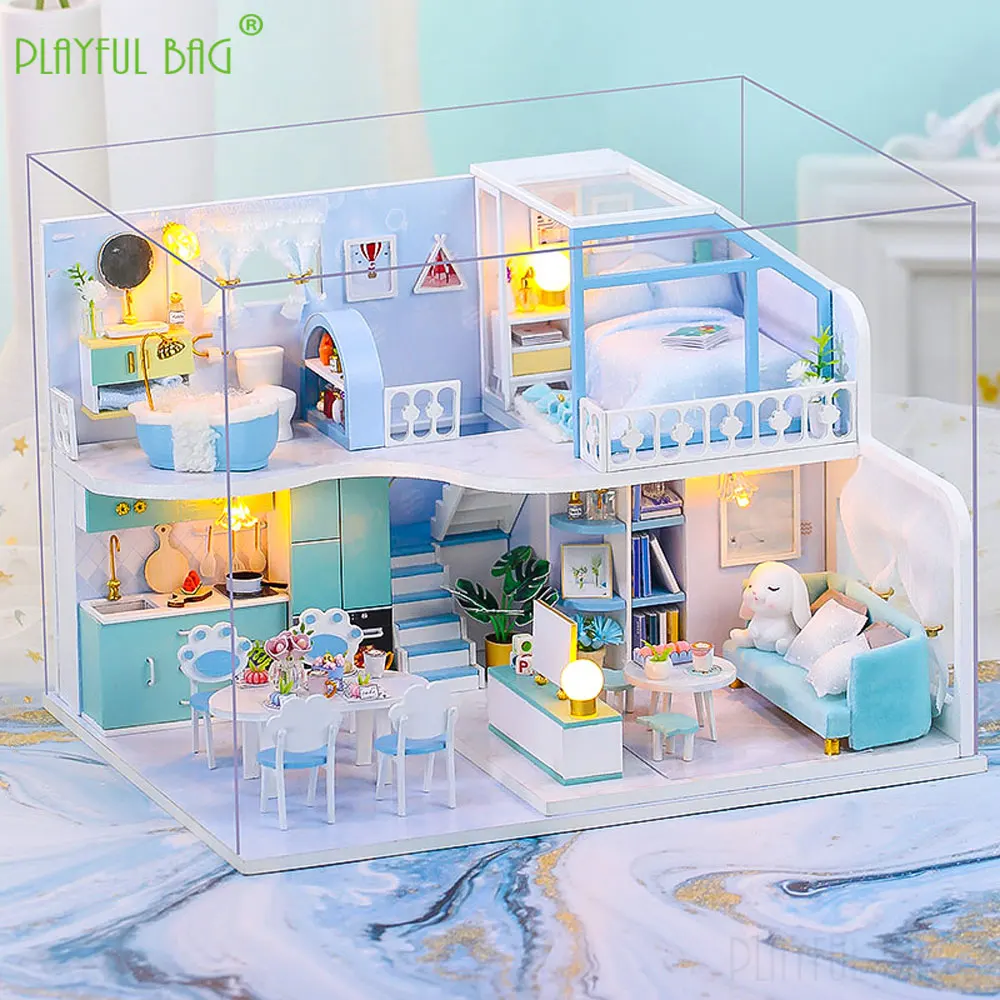 DIY 코티지 나무 수제 모델 조립 아트 하우스 생일 선물 3D 퍼즐 어린이 장난감 집 빌딩 블록 테이블 장식품 HG375