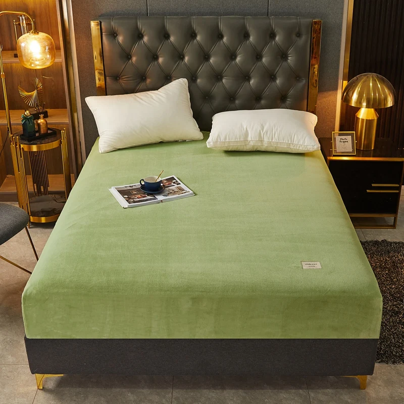 Soft Warm Thick Velvet Fitted Sheet High Quality Non Slip Mattress Cover Adjustable Protector Soft Bed Sheet with Elastic