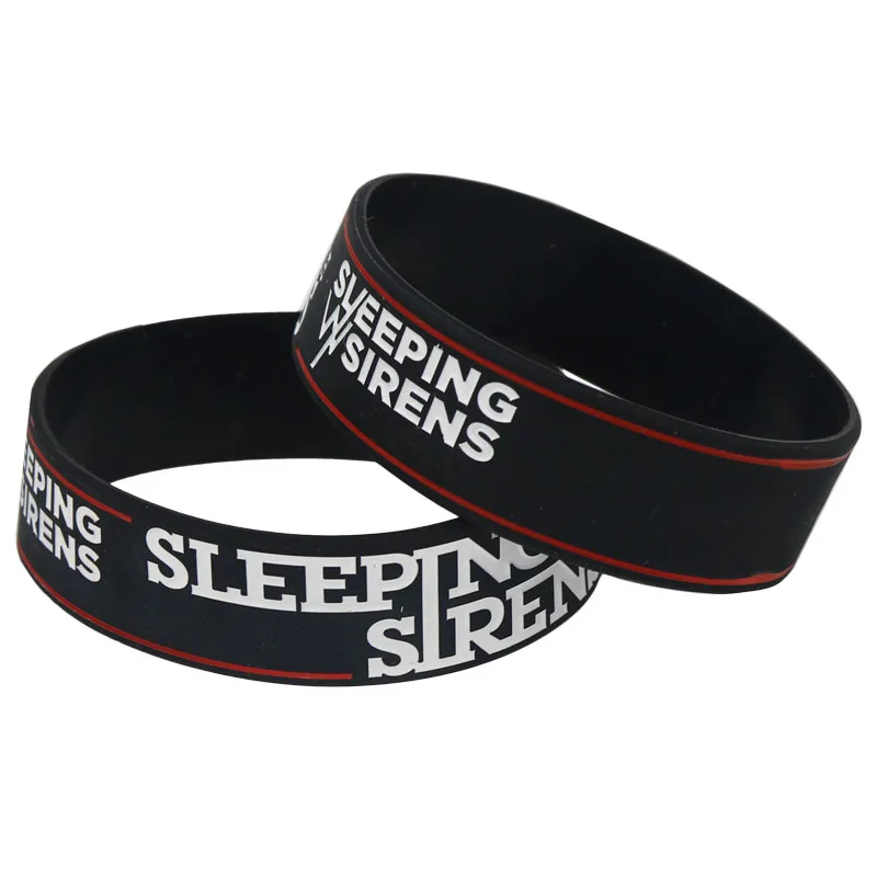 1PC SLEEPING WITH SIRENS Rock Style Band Silicone Wristbands for Music Fans Wide Black Bracelets&Bangles Jewelry Gifts SH197