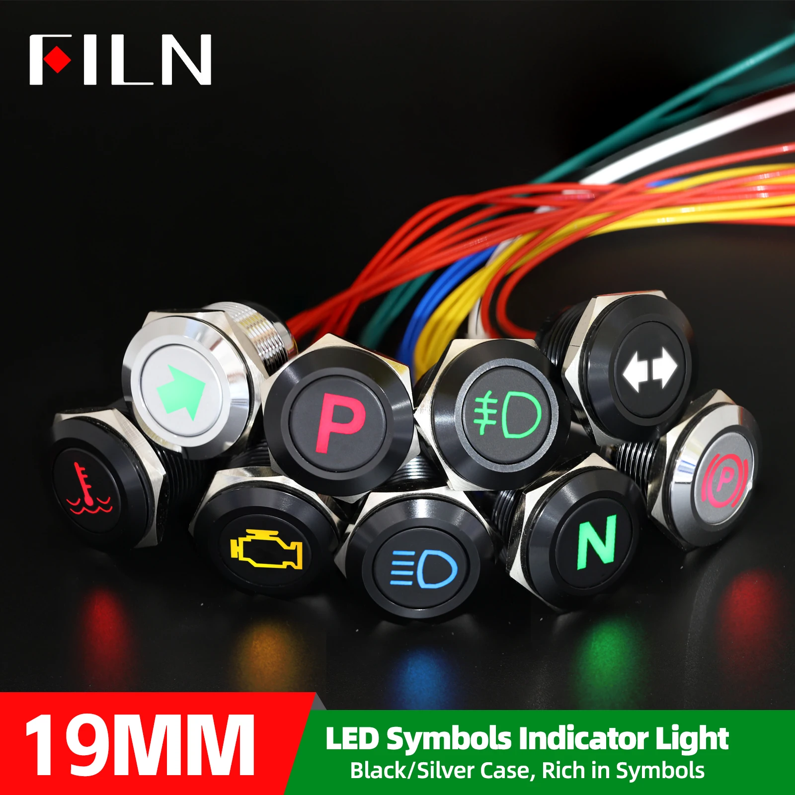 

19mm 12V Metal Indicator Iight LED Waterproof Lamp Car Panel Modification Control Panel Use Warning Signal Lights Boats Marine