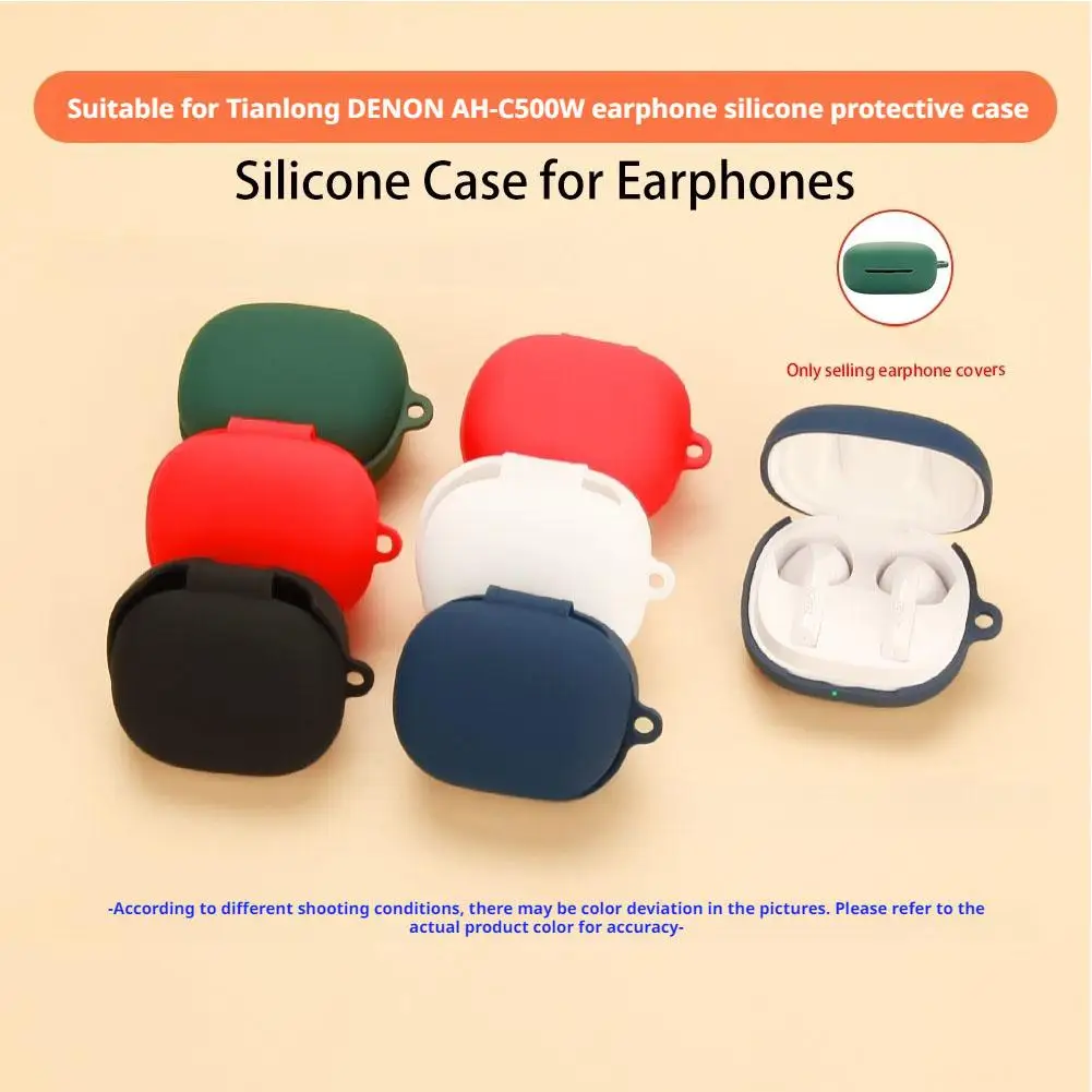 Silicone Protective Case for DENON AH-C500W Earbuds Shockproof Case Cover for DENON AH-C500W Protection Accessory I9F6