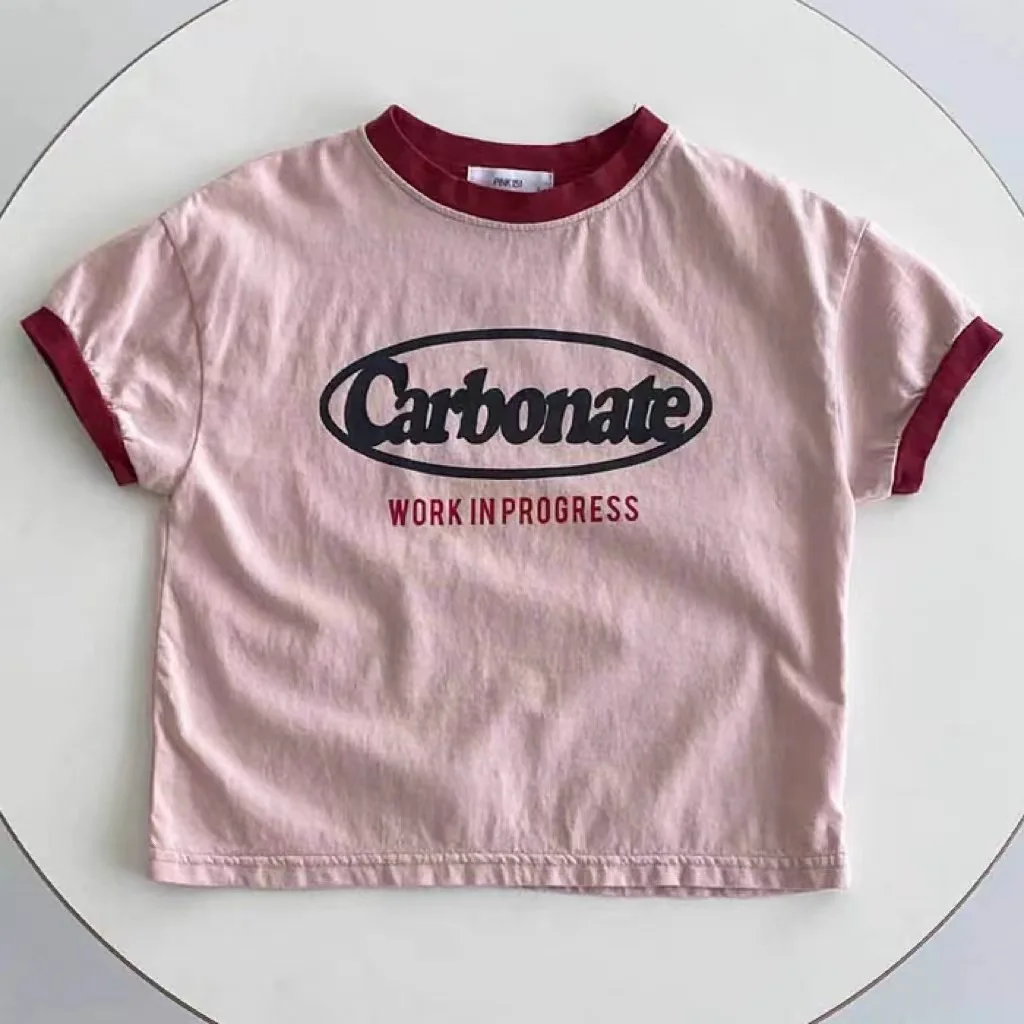 T-shirt à Manches Courtes pour Bébé Garçon et Fille, Décontracté, avec Lettres Imprimées, à la Mode, pour Été, 2024