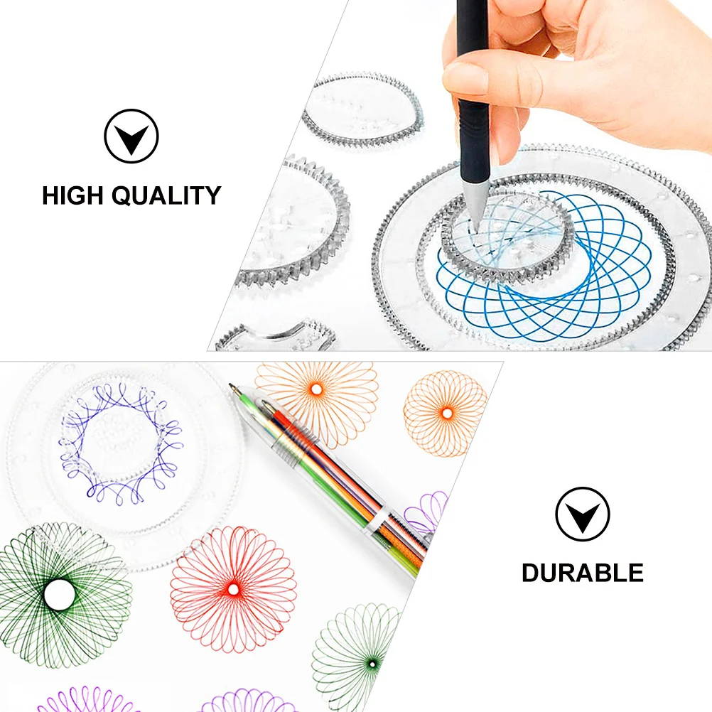 22 pezzi Set da disegno con righello curvo Ingranaggi ad incastro Ruote Kit di pittura per bambini Adulti Strumento di progettazione di materiali artistici educativi