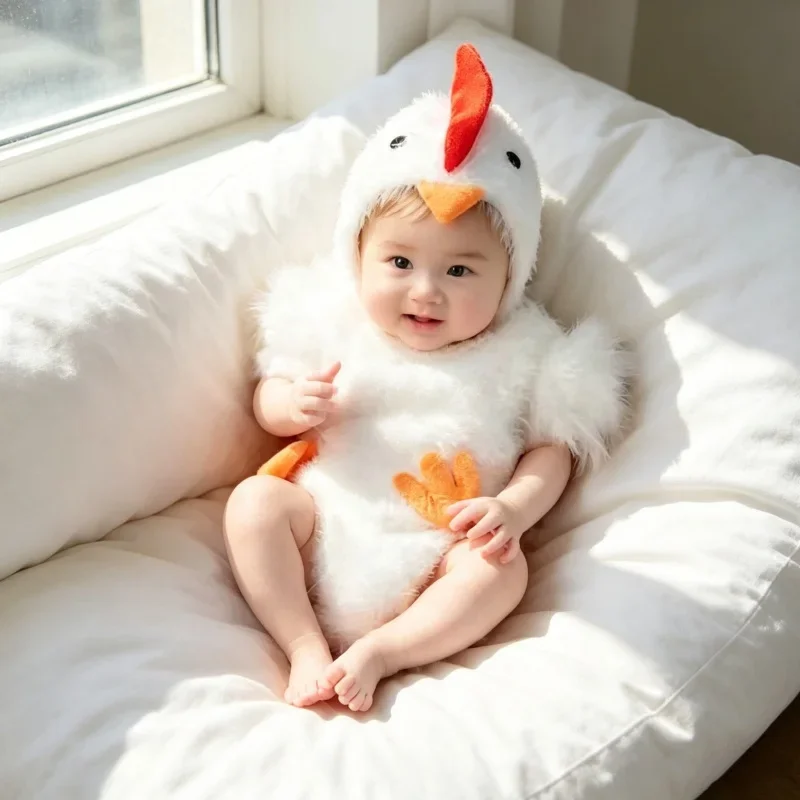 Newborn Chick Costume Photography Clothing Hat Bodysuit Baby Party Wear Studio Shooting Accessories for Infant Baby Boys Girls