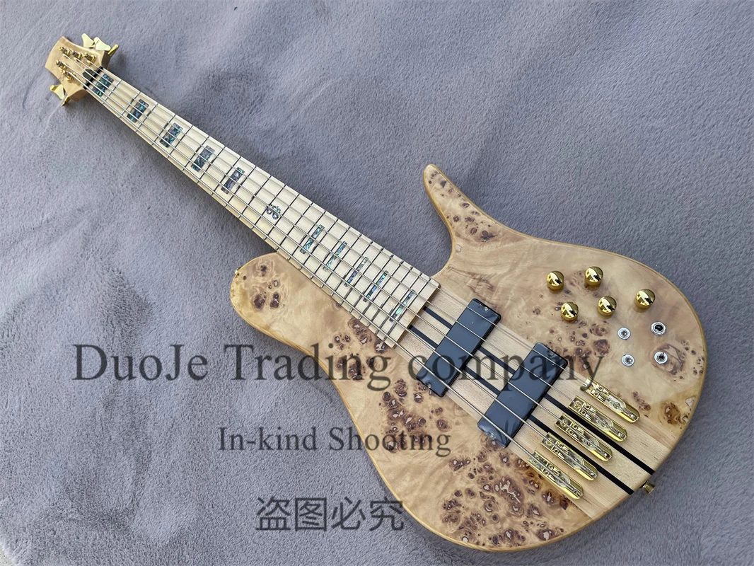 

5 Strings Electric Bass Fode Bass Maple Fretboard Abalone Shell Inlay Chord distance 19mm Active Battery Gold Tuners