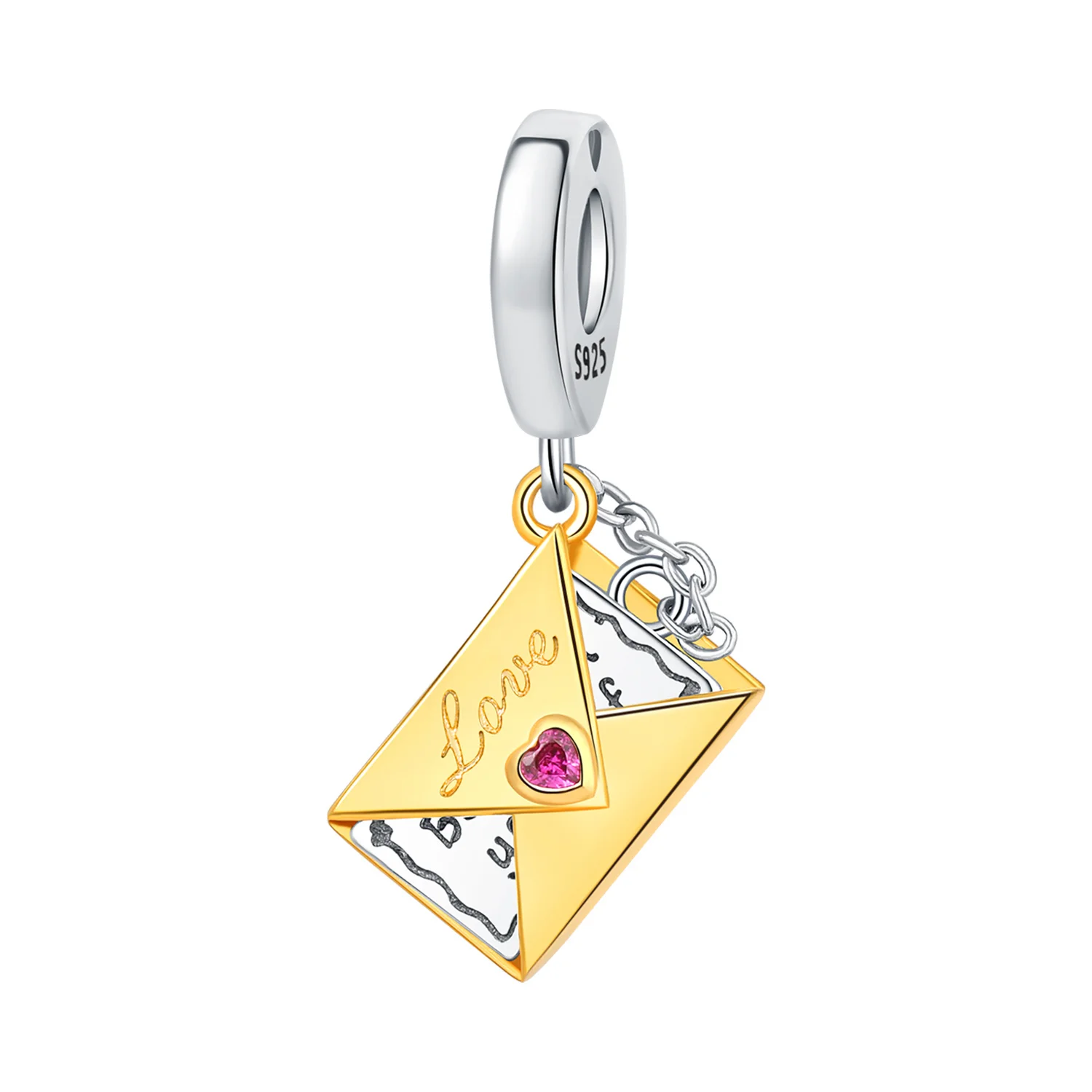 

CYCUFF 925 Sterling Silver Infinite Love Yellow Envelope Charms Beads Pendant Fit DIY Bracelet Necklace Jewelry Souvenir Gifts