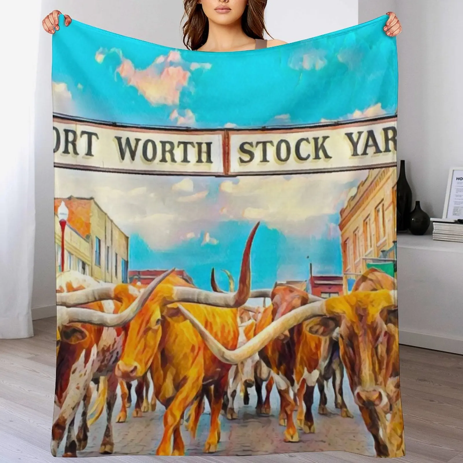 Fort Worth, Texas Throw Blanket anime wednesday Blankets