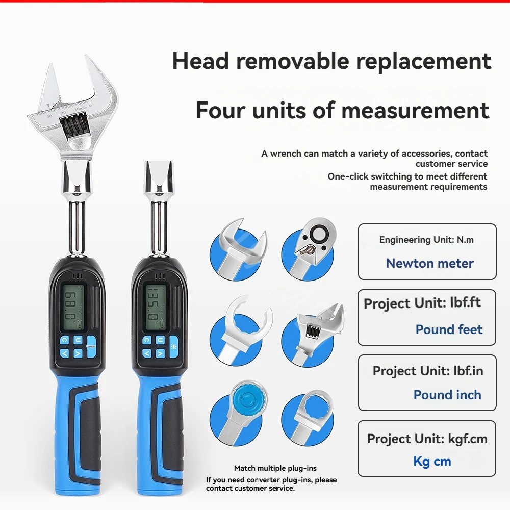 High Precision Professional Grade Interchangeable Head Digital Wrench With ± 2% Error Lcd Screen Preset Torque Four Gear Convers