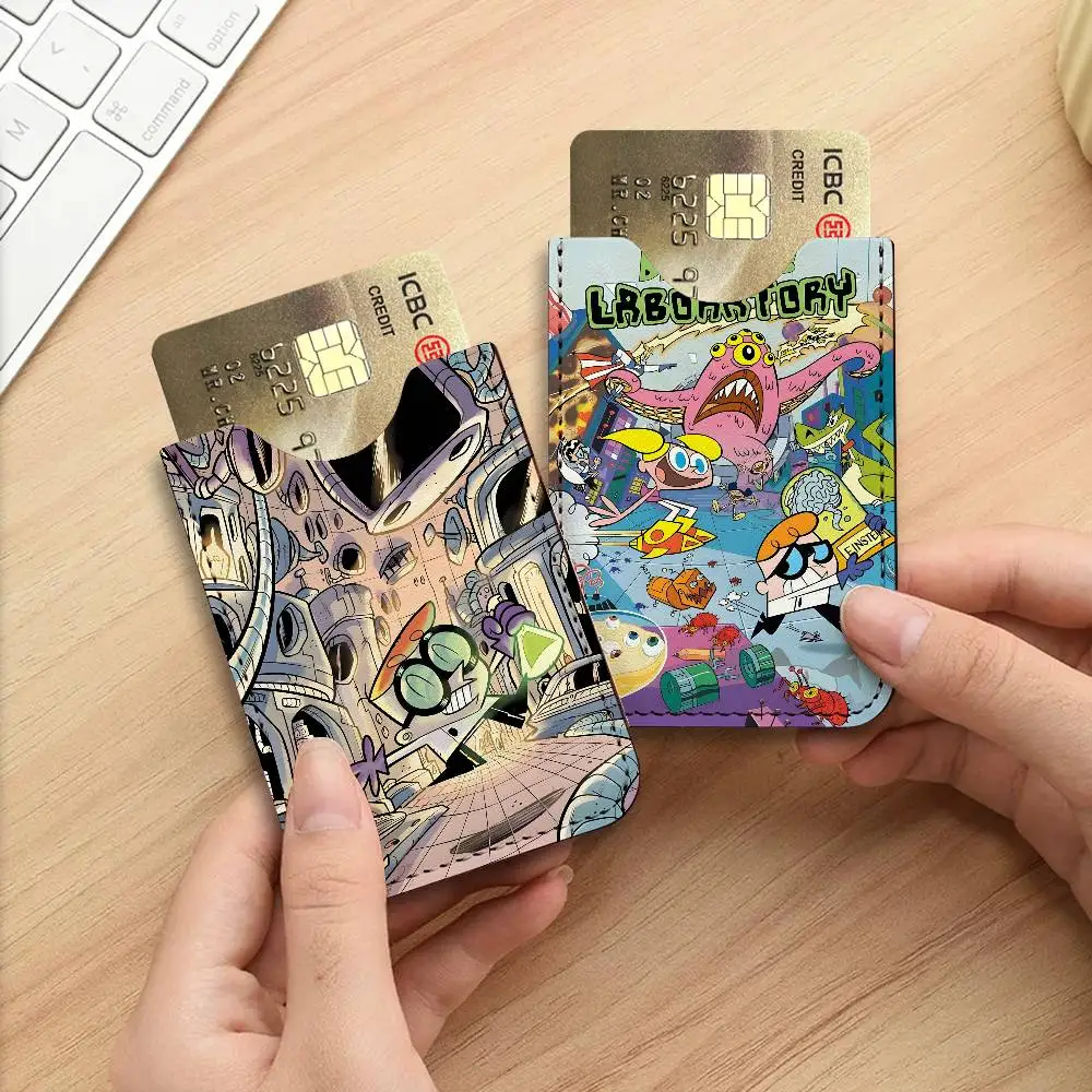 Cartoon D-Dexters L-Laboratory Ultra Slim Men Leather Mini Wallet Lightweight Credit Bus ID Card Holder Case