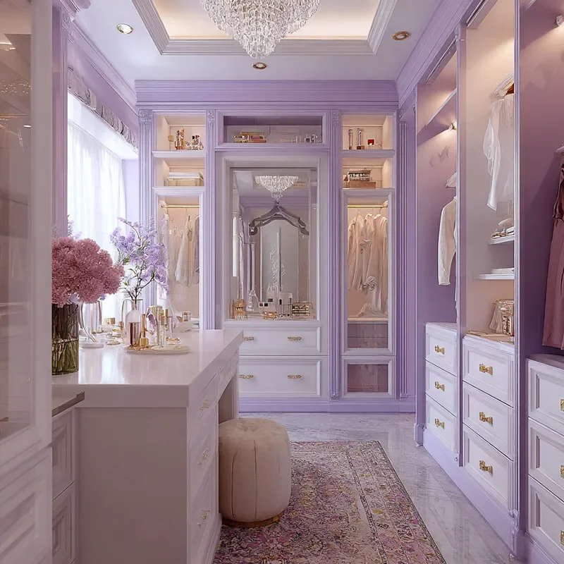 Whole house French white purple cloakroom master bedroom wardrobe whole house