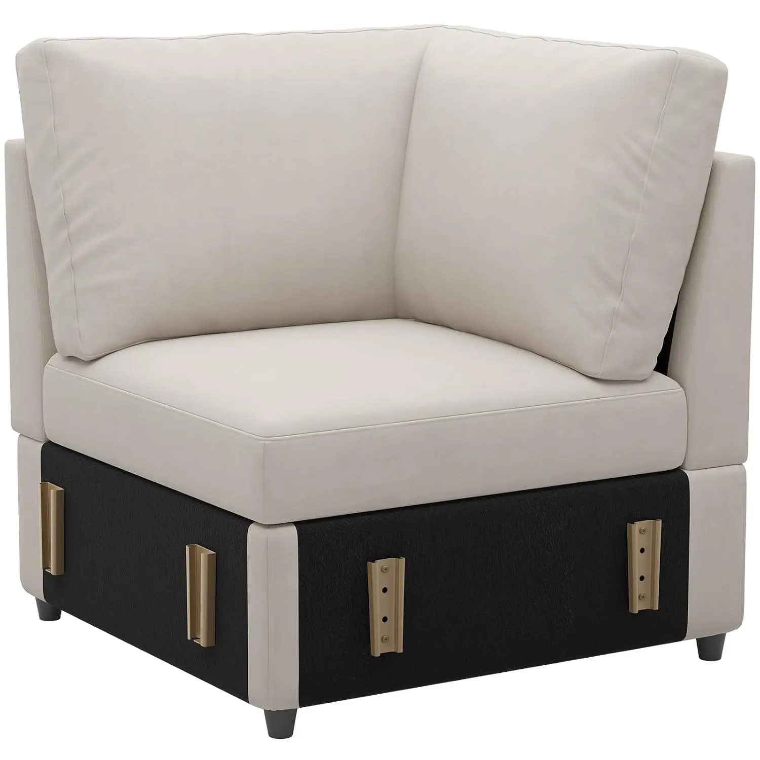 Velvet Corner Seat Module for Modular Sectional Sofa, Armrest Module for Sleeper Sofa Bed, Beige, Customized