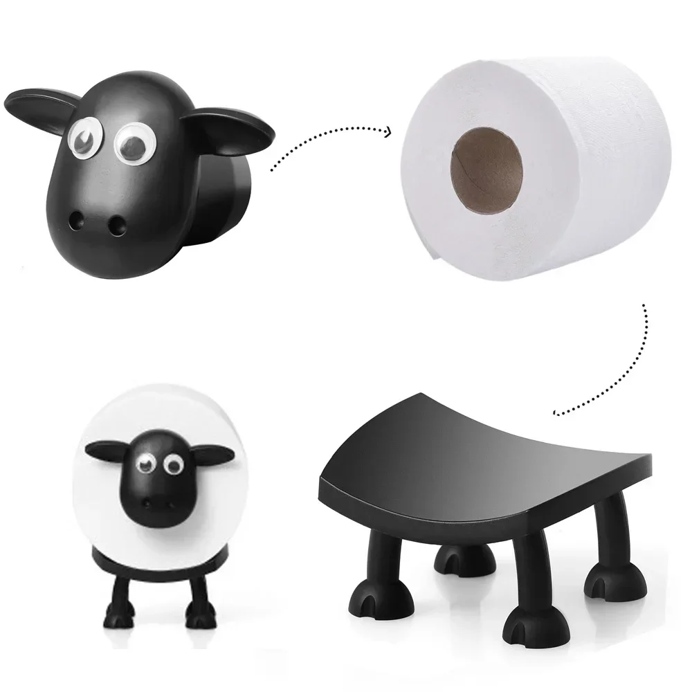 

Cute Sheep Dog Shape Toilet Tissue Rack Free Standing Storage Roll Paper Holder Animal Shape Decorative Toilet Paper Rack