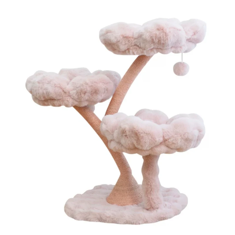 Sakura Milk Fu Cat Climbing Frame, Multi-layer Petal Nest, Flower Tree Plush Scratch Post Climbing Toy