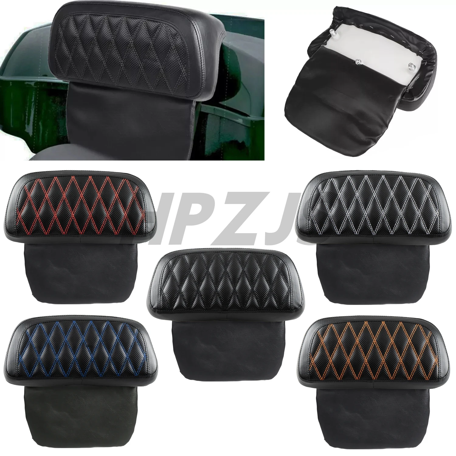 Motorcycle PU Leather Razor Chopped Tour Pak Pack Trunk Backrest Pad For Harley Touring Street Tri Glide Road King 2014-Up Black