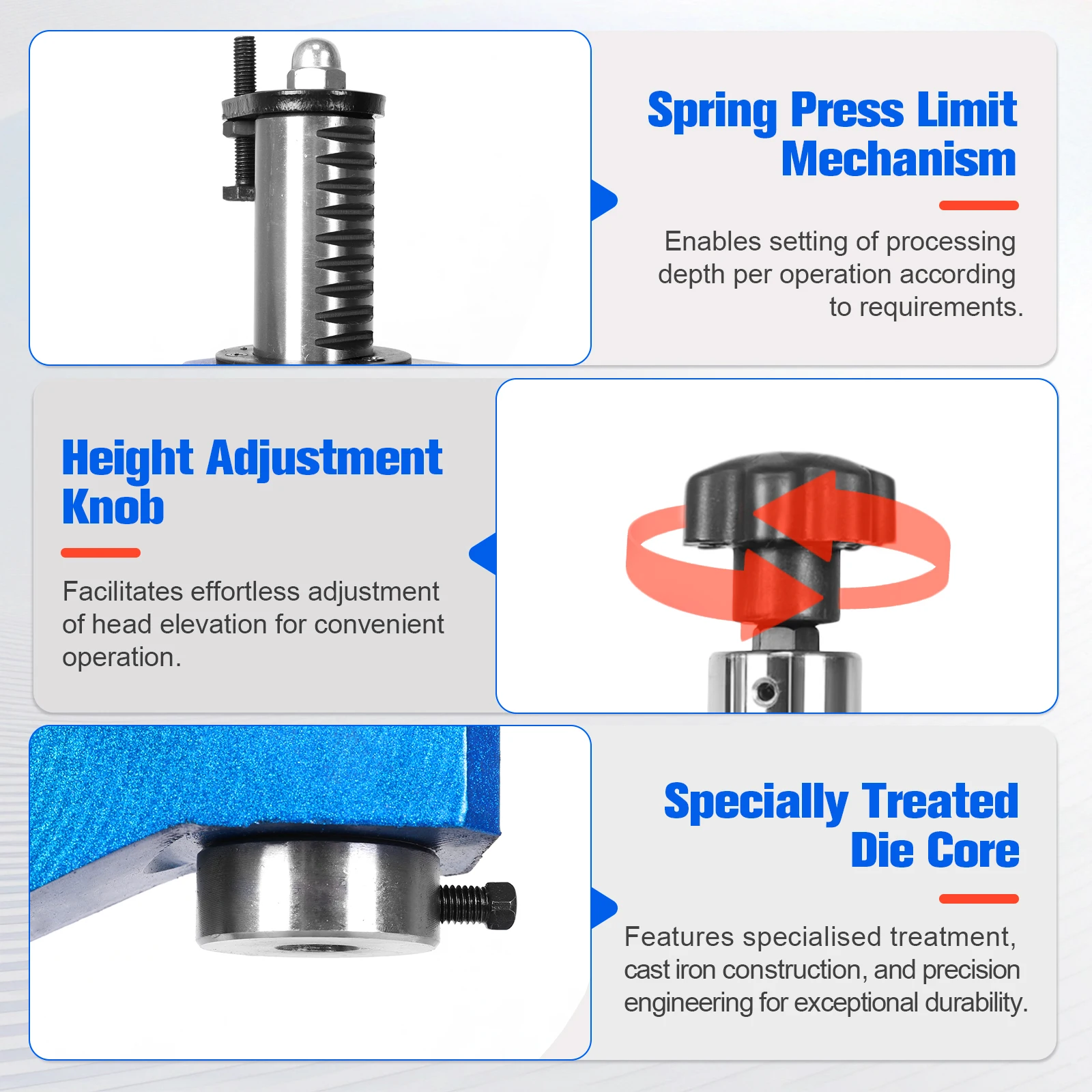 

Spring-Loaded Precision Manual Shaft Press 0.5 Ton Manual Bench Press for Stamping Bending Stretching Forming