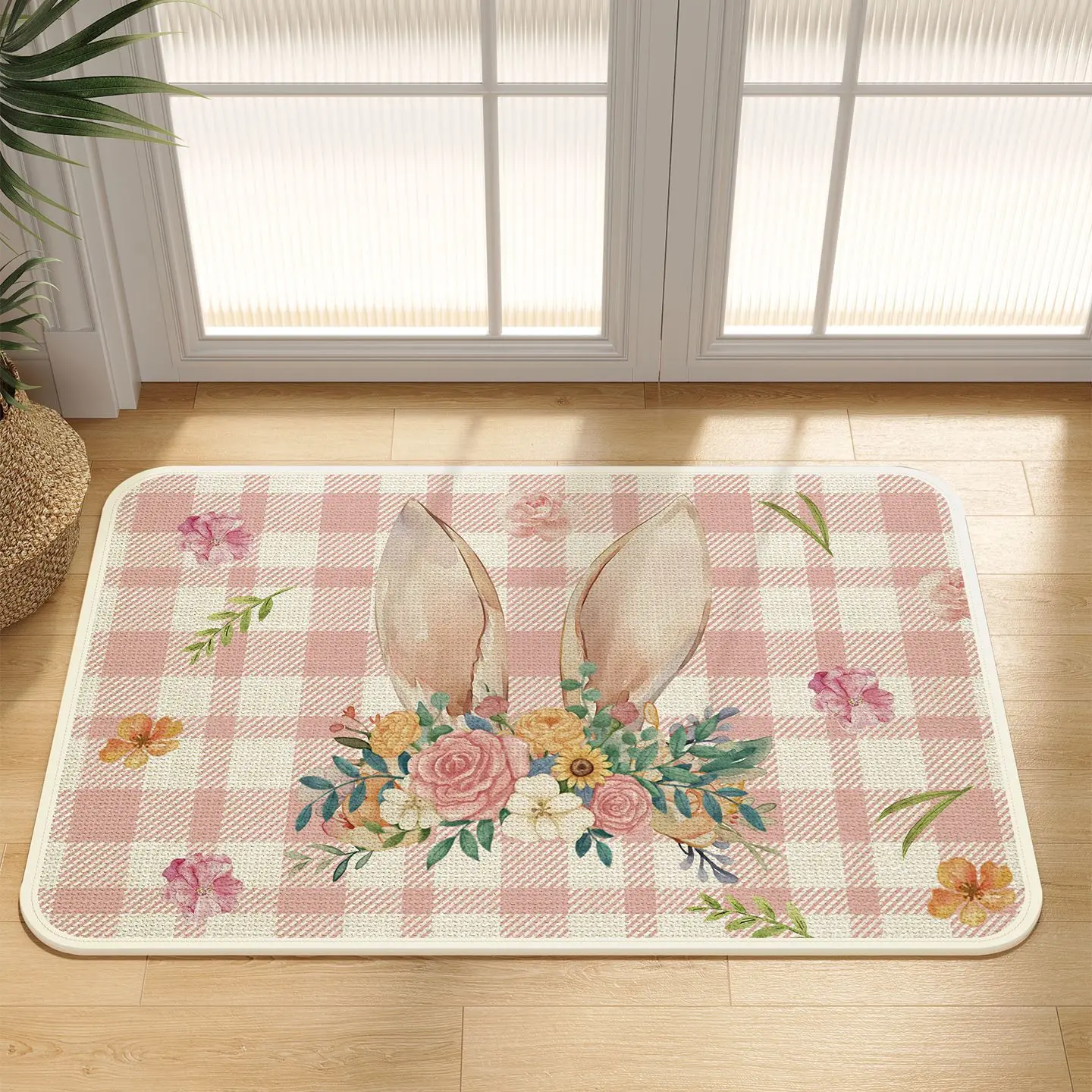 

Влагопоглощающий коврик для ванной комнаты, имитирующий лен, противоскользящий, для туалета, прихожей, быстросохнущий, декоративный, из полиэфирного волокна