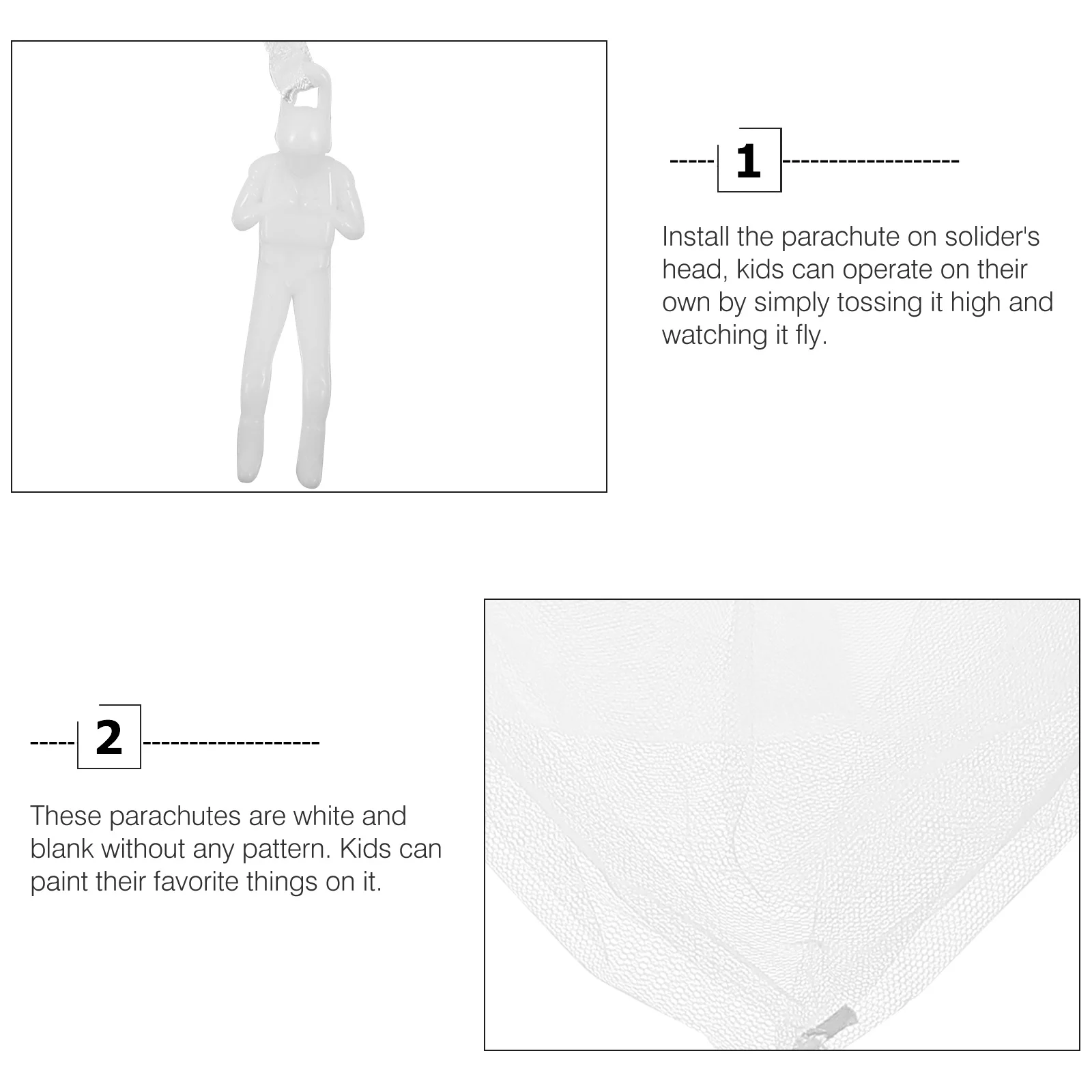 8pcs Diy Blank White Mini Soldier Parachute For Kids Outdoor Flying Painting Craft Creative Gift Children'S Play Activity Game