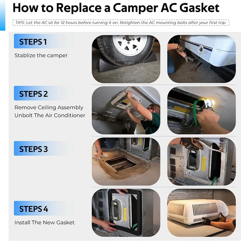 25071 RV &Camper Roof Air Conditioner Gasket Kit, Self-Adhesive Picture Frame Gasket & Self-Adhesive Leveling Pads