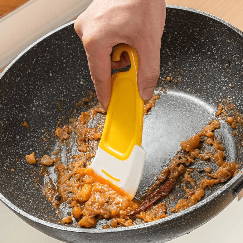 Cleaning Silicone Spatula Kitchen Scraper Soft Blade Scraper Brush Dirty Pan Pot Dishes Cleaner Tools Silicone Kitchen Utensils