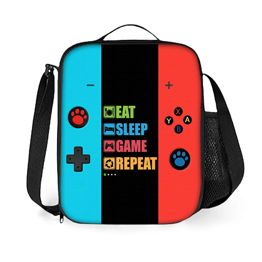GamePad Shoulder Strap Insulated Lunch Bag Student Bento Food Container Bags Reusable Thermal Cooler Lunch Boxes for Work