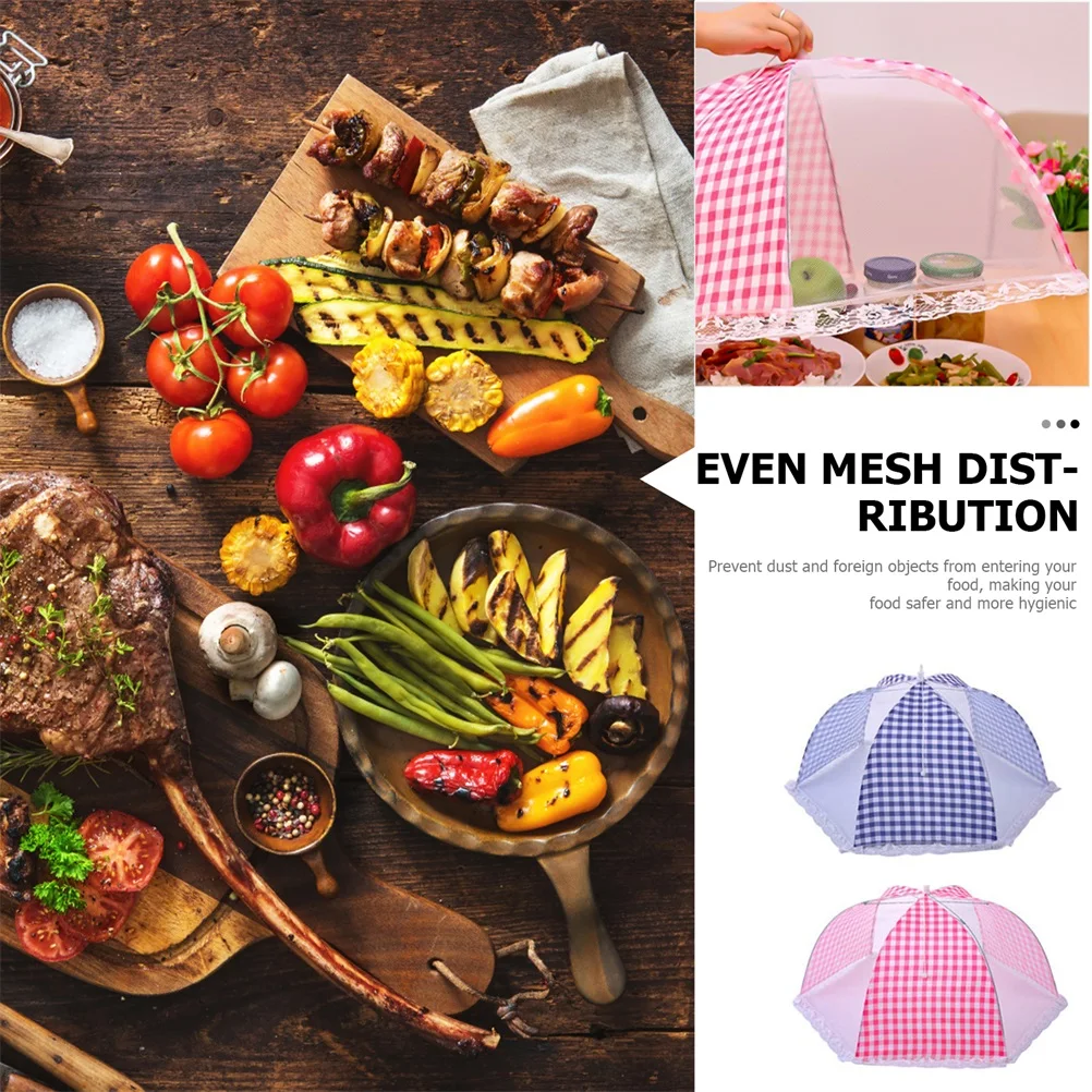 

2pcs Reusable Cloth Food Cover Foldable Tabletop Meal Protector Dust Prevention Multi-Functional Kitchen Gadget Storage Food