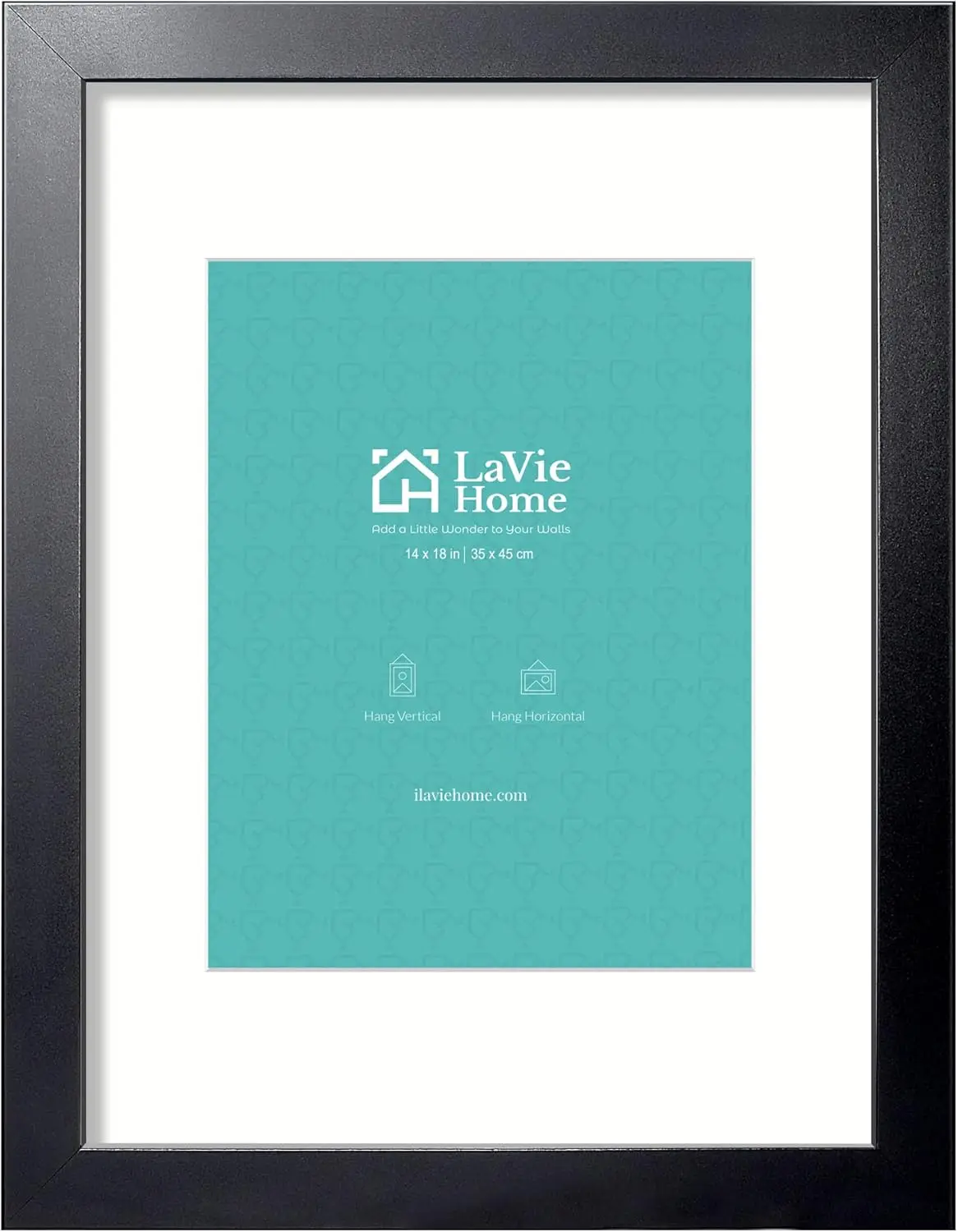 

14x18 Black Picture Frame with Mat Option, Sturdy MDF & Plexiglass, Horizontal/Vertical Wall Display for Photos and Posters