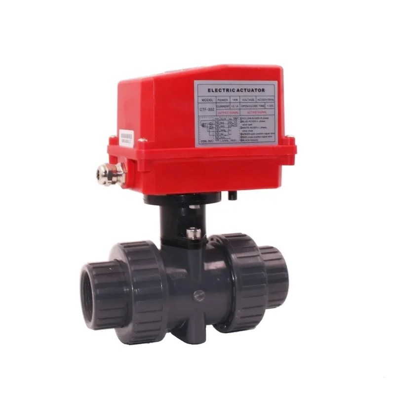 DN100 4 Inch 12V DC 2 Way Waterproof Double Union UPVC PVC 100mm Water Plastic Motorized Ball Valve with Electric Actuator