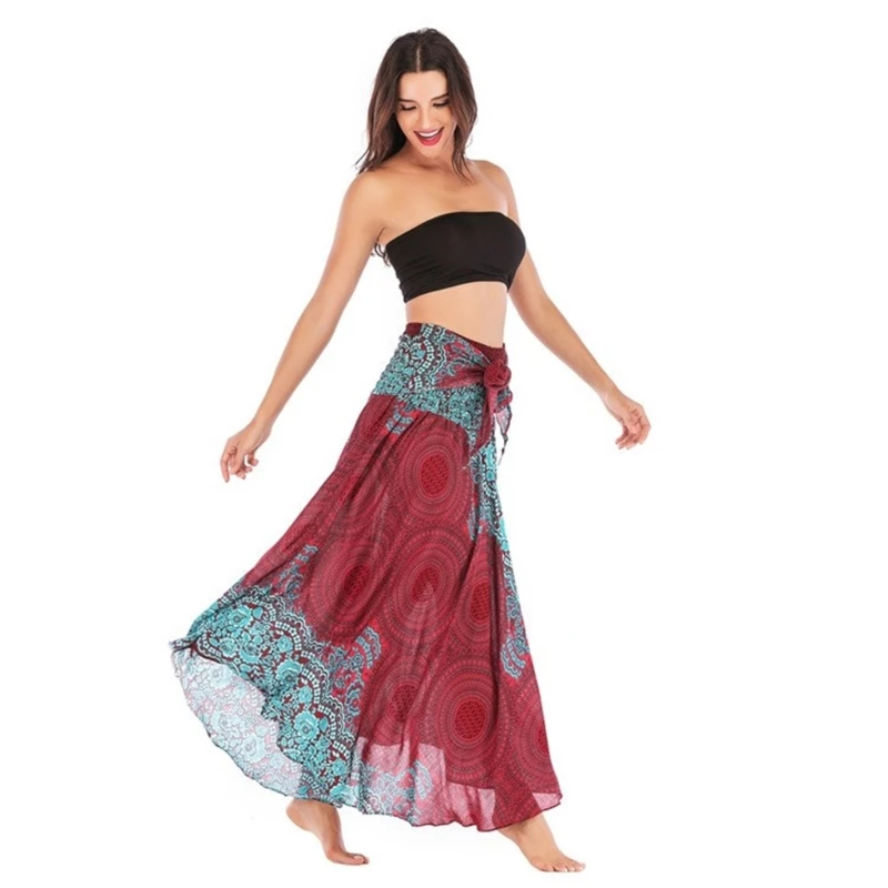 Casual Beach Party Dress Long Printed Skirts Maxi Versatile and Easy to Wear P8DB