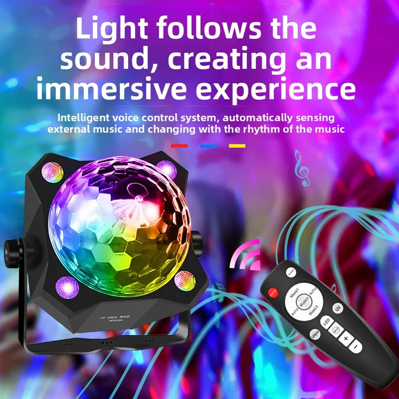 New LED Purple Stage Light Strobe Voice-activated Colorful LED Mini Stage Ambient Magic Ball