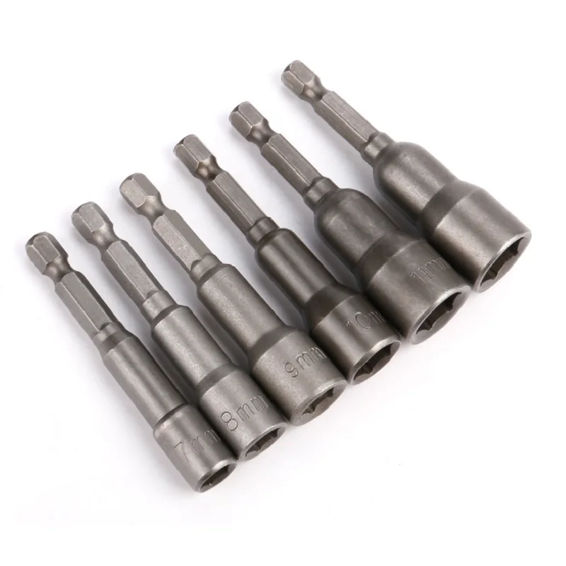 5Pcs/set Hex Socket Screw Sleeve 1/4in 6.35mm Strong Magnetic Hexagonal Driver Adapter Screwdriver Bits Sets Tools
