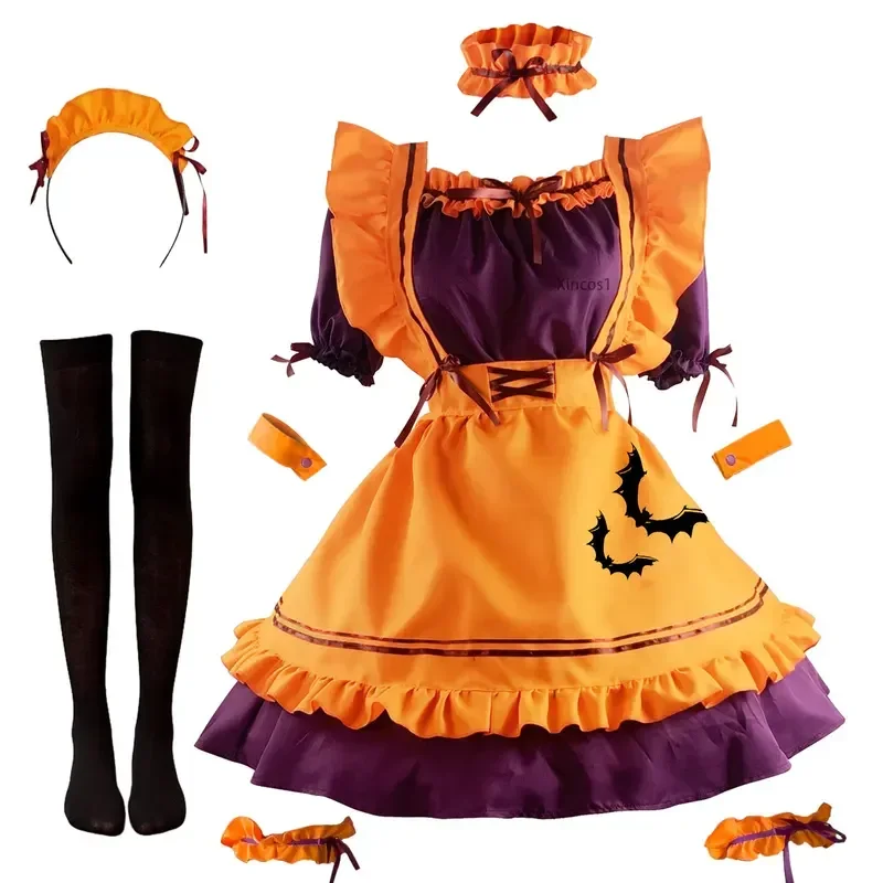 S - 4XL 5XL Plus Size Halloween Cosplay Zucca Vestito Delle Donne Cameriera Giochi di ruolo Costumi Lolita giapponese Femminile Dre MN3