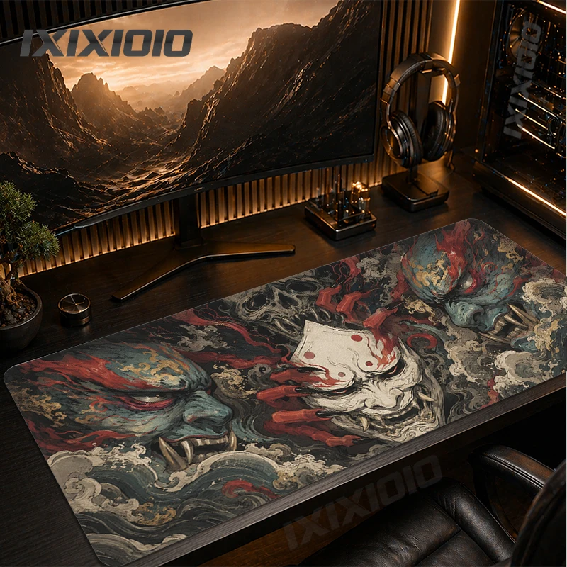 Demon Oni Mask Mouse Pad Gaming XL Large Home Custom New Mousepad XXL Mouse Mat Playmat Soft Carpet Natural Rubber PC Table Mat